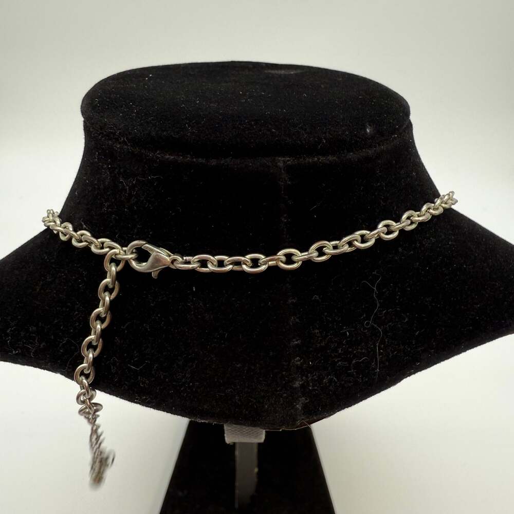 VINTAGE MATTE SILVER TONE CHUNKY NECKLACE statement - Picture 4 of 4